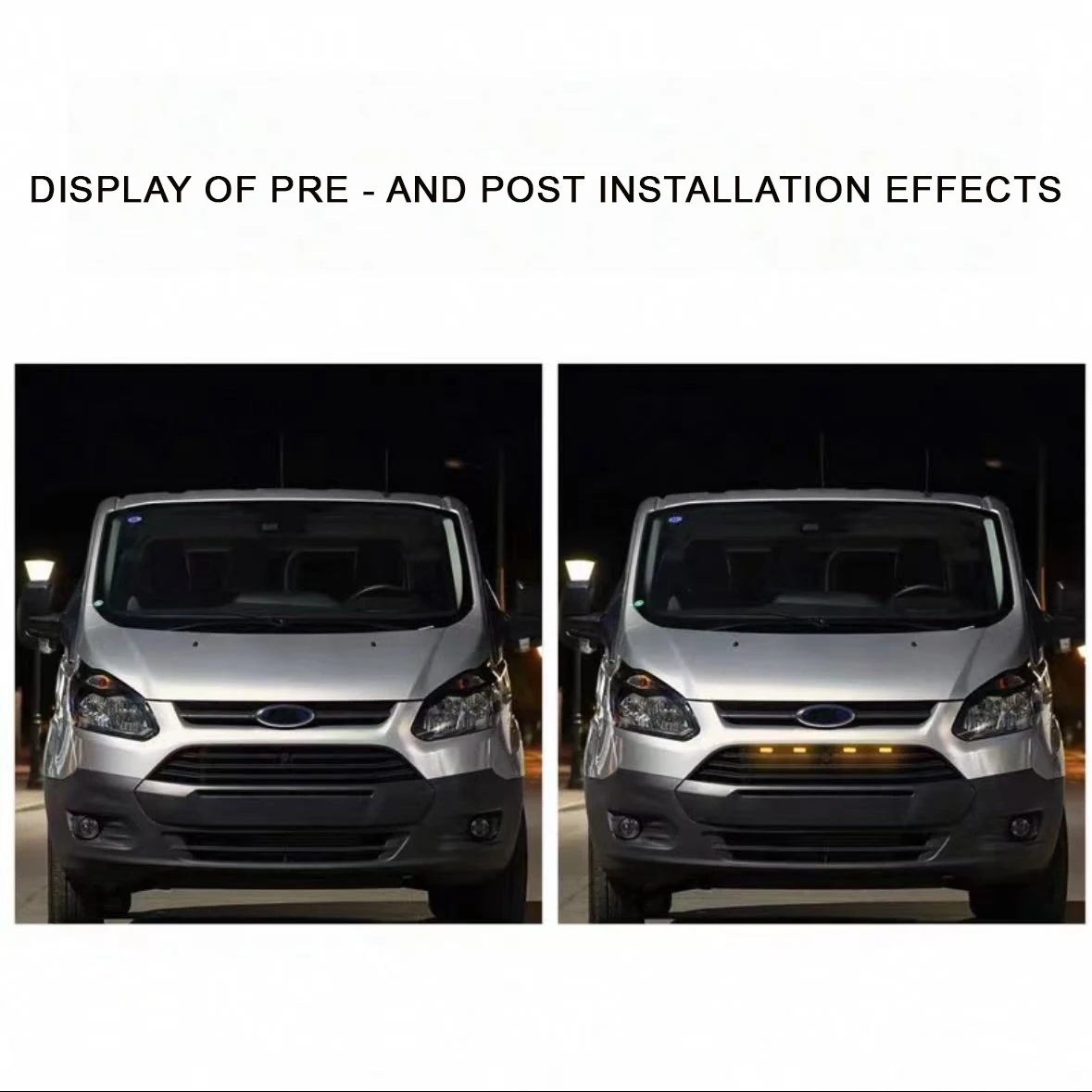 ل فورد ترانزيت الجبهة مصبغة Led أضواء سيارة LED النهار تشغيل ضوء أصفر أبيض 4 قطعة مركز شبكة ضوء أصفر صغير #4