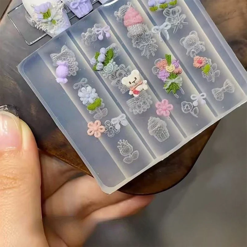 Schleifenband-Blumen-Silikon-Nagelform 3D Stereoskopische Nagelkunst-Dekoration DIY Stempel-Maniküre-Werkzeug