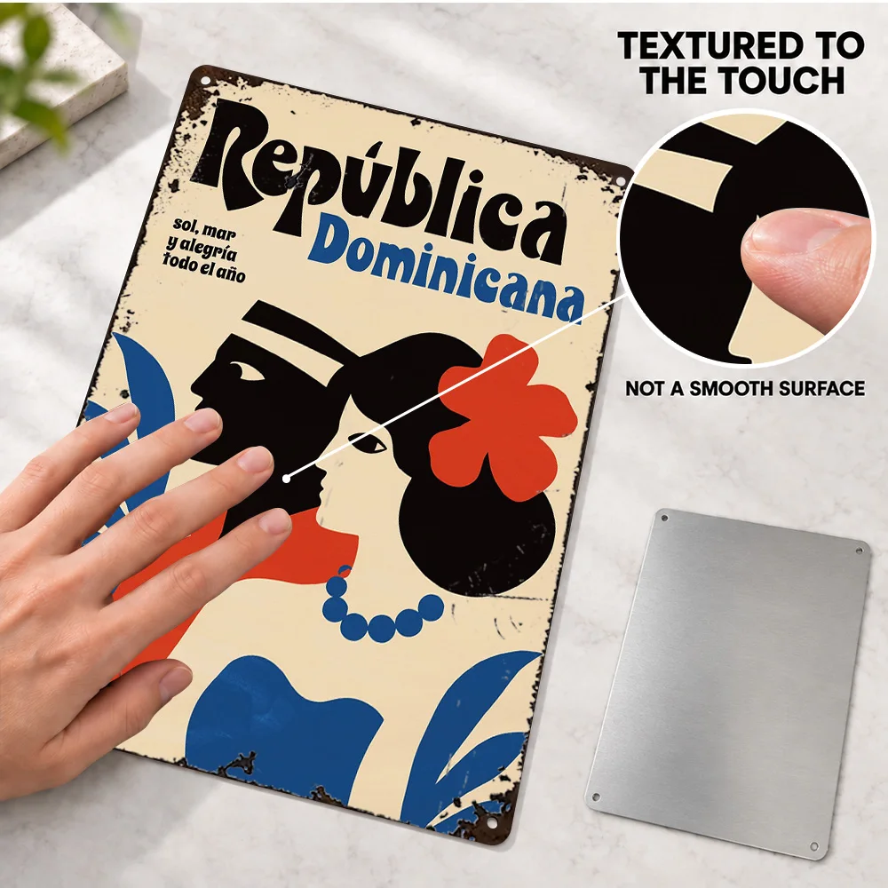 Dominican Republic Vintage Travel Aluminum Poster Decorative Graphic Entryway Wall Art Personalized Metal Sign City Lover Gift