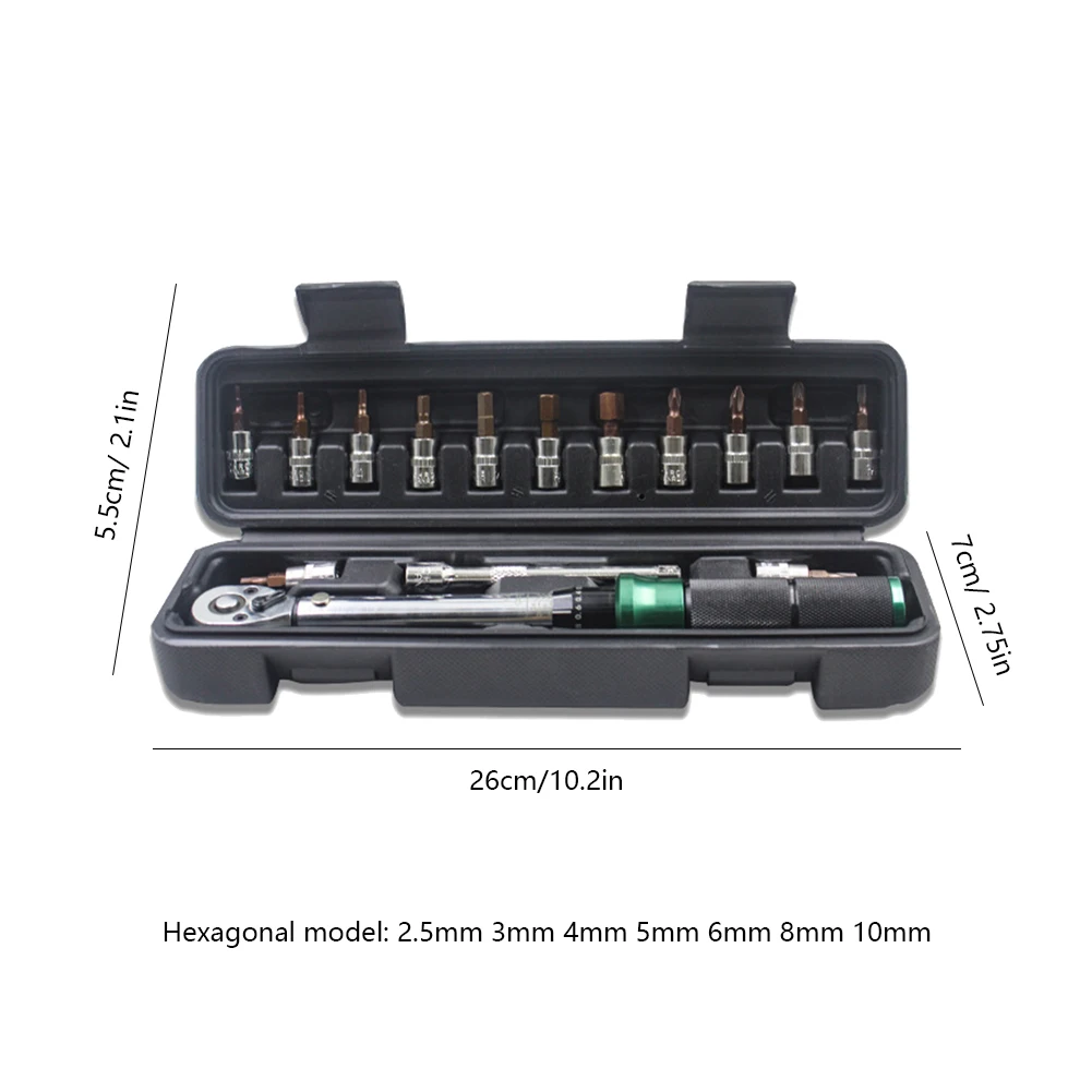 15Pcs 1/4 Preset Torque Wrench Set Torque 2-24NM Bicycle Torque Tool MTB Road Bike Wrench Motorcycle Maintenance Repair Tool