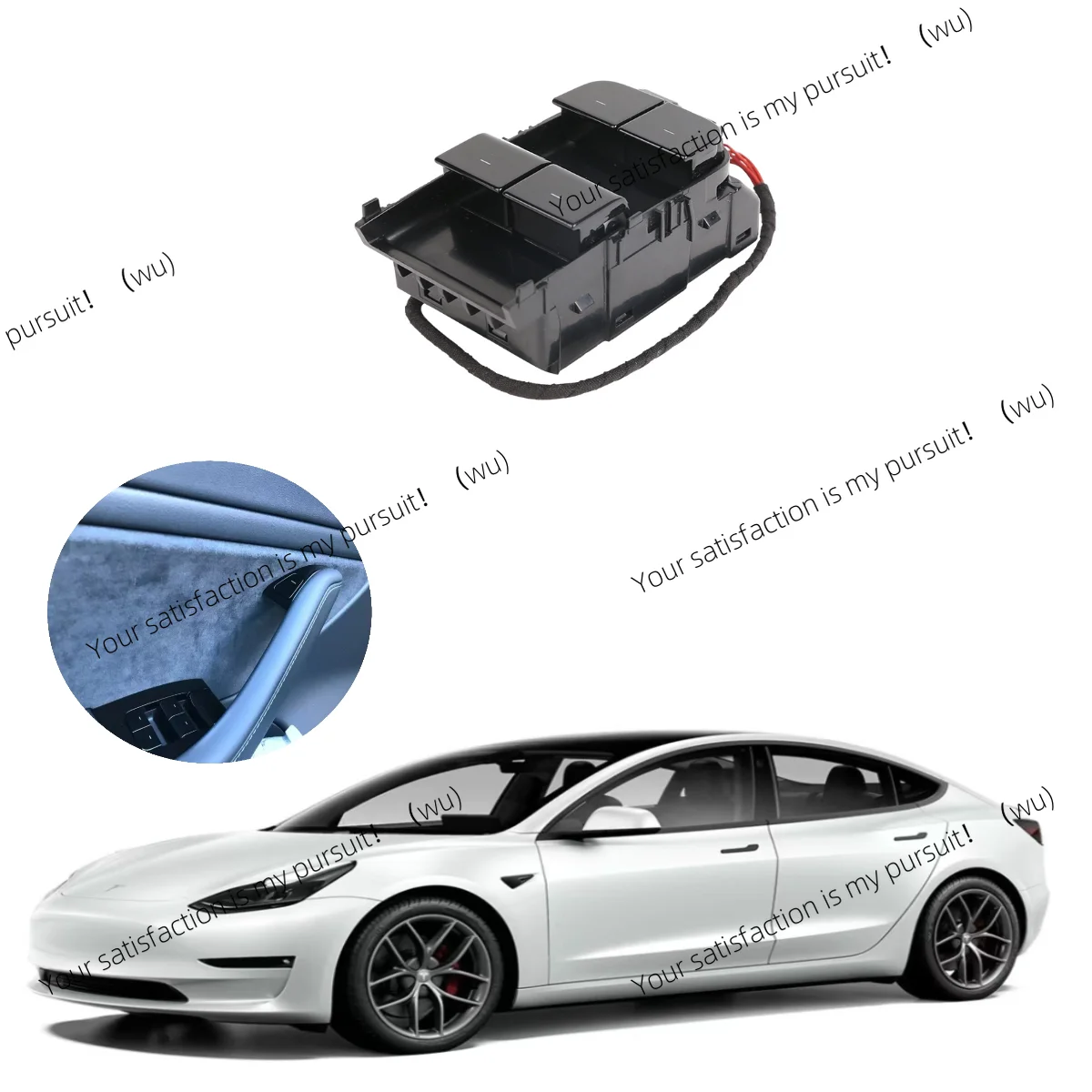Auto Window Regulator Switch Master Control Panel for Model 3 Y Front Driver Side Door Glass Lifter Assembly 4 Buttons