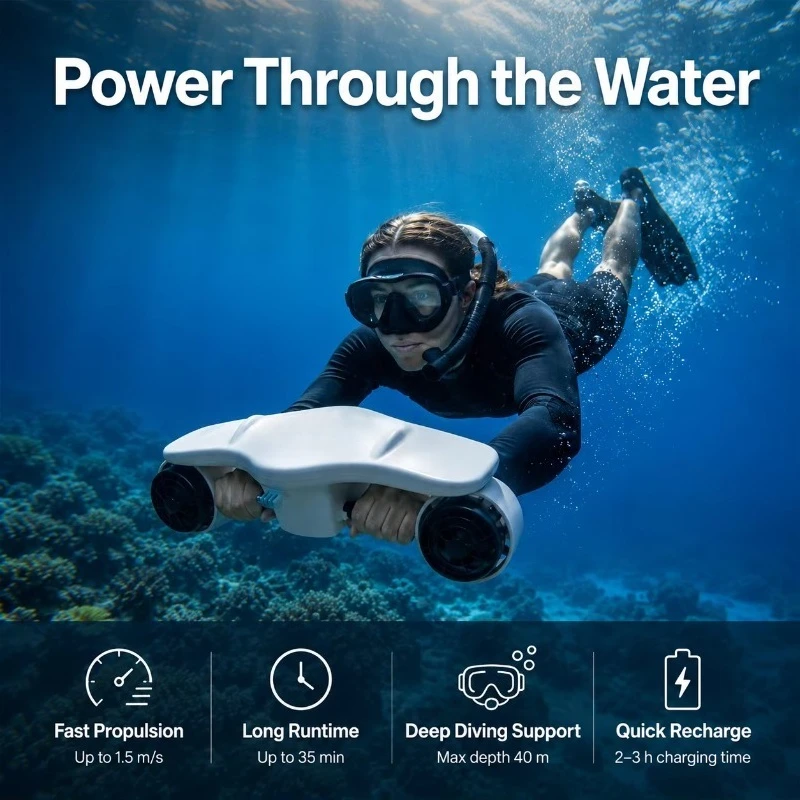 Lightweight Portable Underwater Booster Electric Sea Scooter with 4-7km/h Speed & 5200mAh Battery for Swimming & Water Sports - view 2
