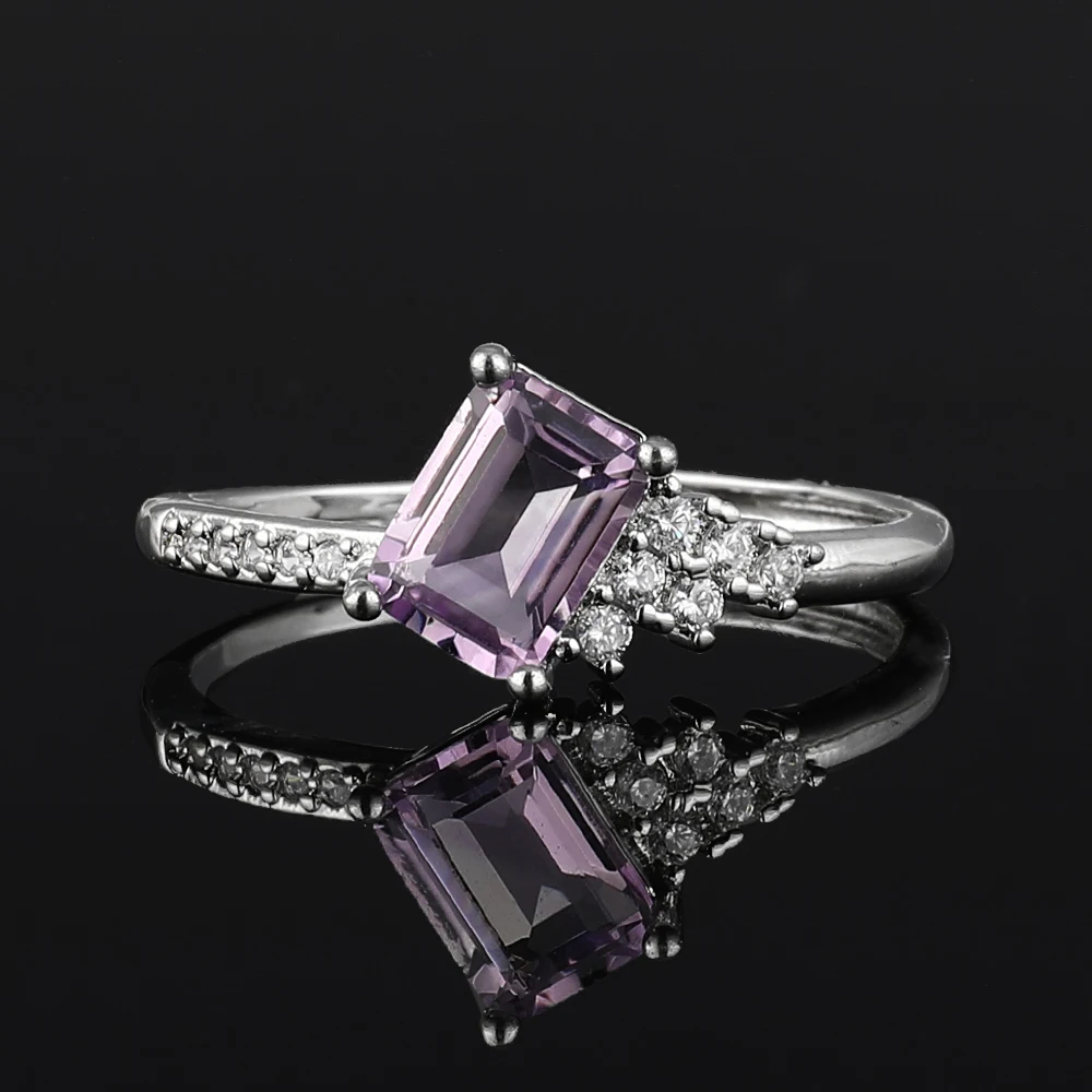 1pc100% natural amethyst gemstone ring for women adjustable copper-plated 925 silver ring for parties and gifts