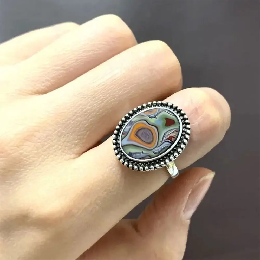 Fashionable and Exquisite Bohemian Retro Oval Ring for Women Men Valentine's Day Birthday Anniversary Gift Party Jewelry