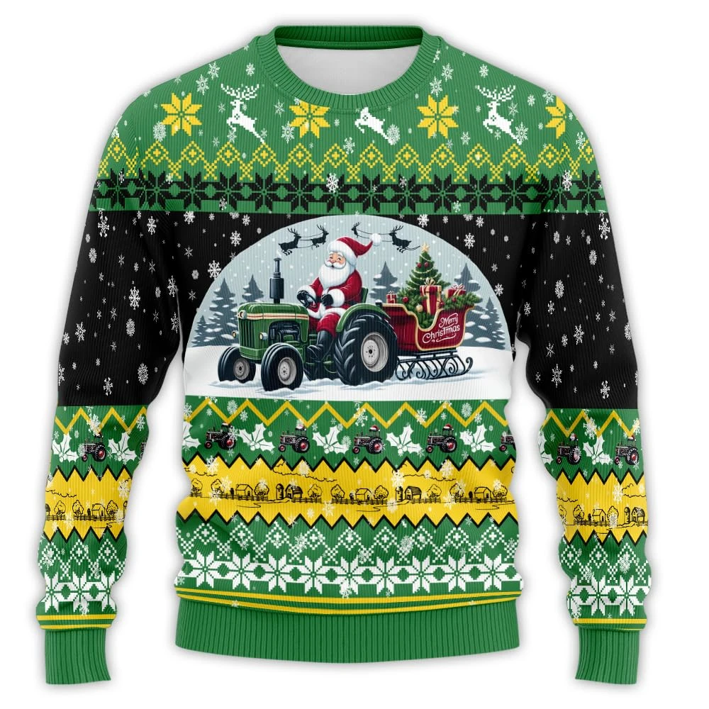 

Tractor Ugly Christmas Sweater For Men Clothing Farm Job Mens Santa Ugly Sweater Xmas Holiday Crew Neck Sweatshirt Women Clothes