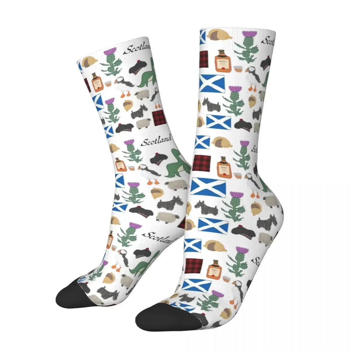 Cute Scottish Icons Drawing Pattern Design Socks Harajuku Super Soft Stockings All Season Long Socks for Unisex Birthday Present