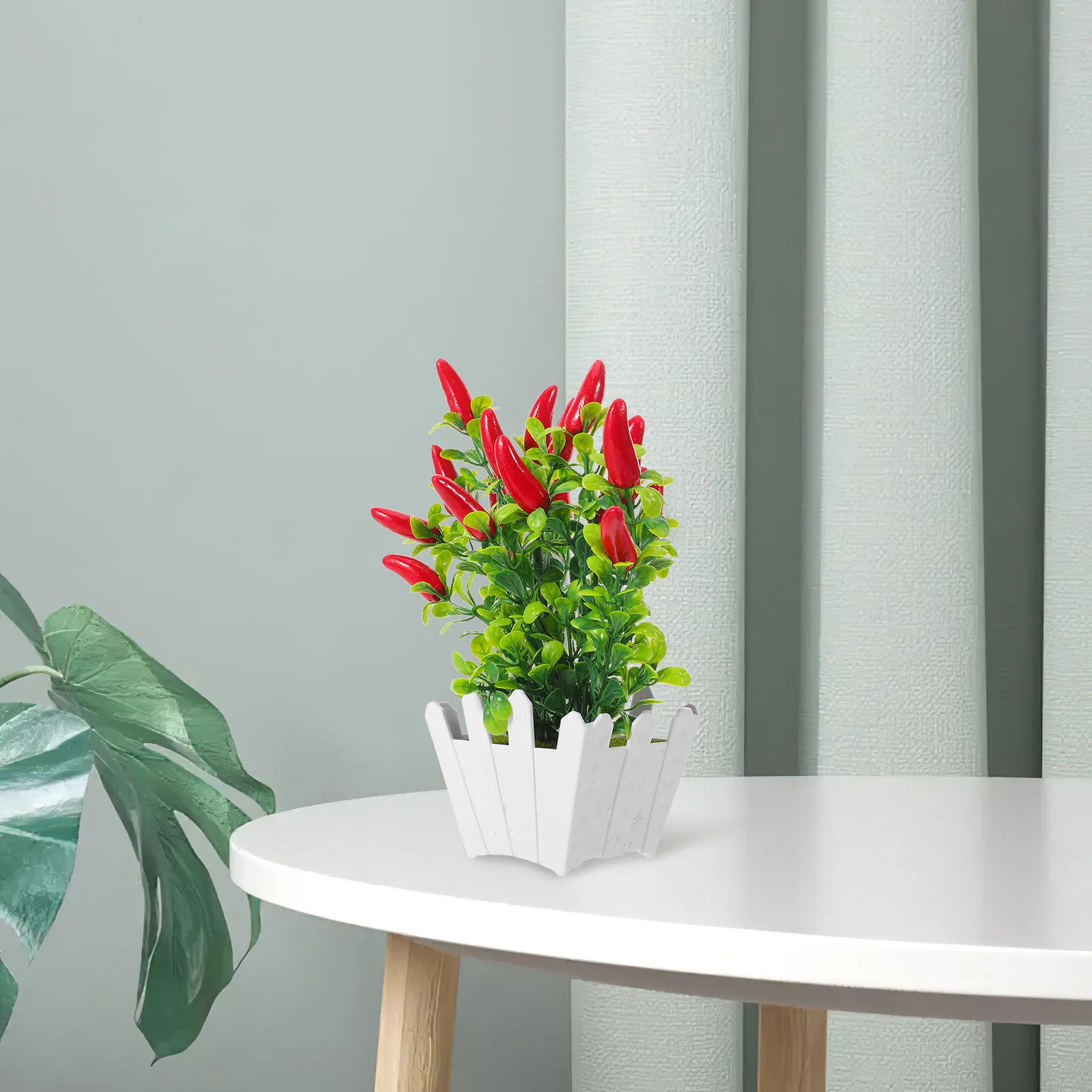 3Pcs Artificial Red Pepper Bonsai Tree Potted Plants Realistic Faux Chili Pepper Simulation Indoor Kitchen Decorative Faux