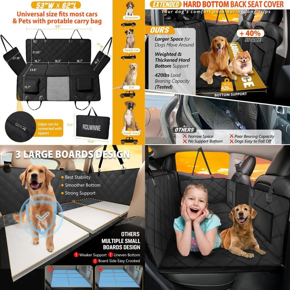 

Большой водонепроницаемый чехол для автомобильного сиденья для собак с жестким дном, выдерживает до 420 фунтов, прочный удлинитель заднего сиденья для домашних животных, подходит для легковых автомобилей и внедорожников.