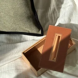고급 나무 티슈 상자 가죽 보관 미적 티슈 상자 주최자 냅킨 홀더 커피 테이블 냅킨 상자 침실