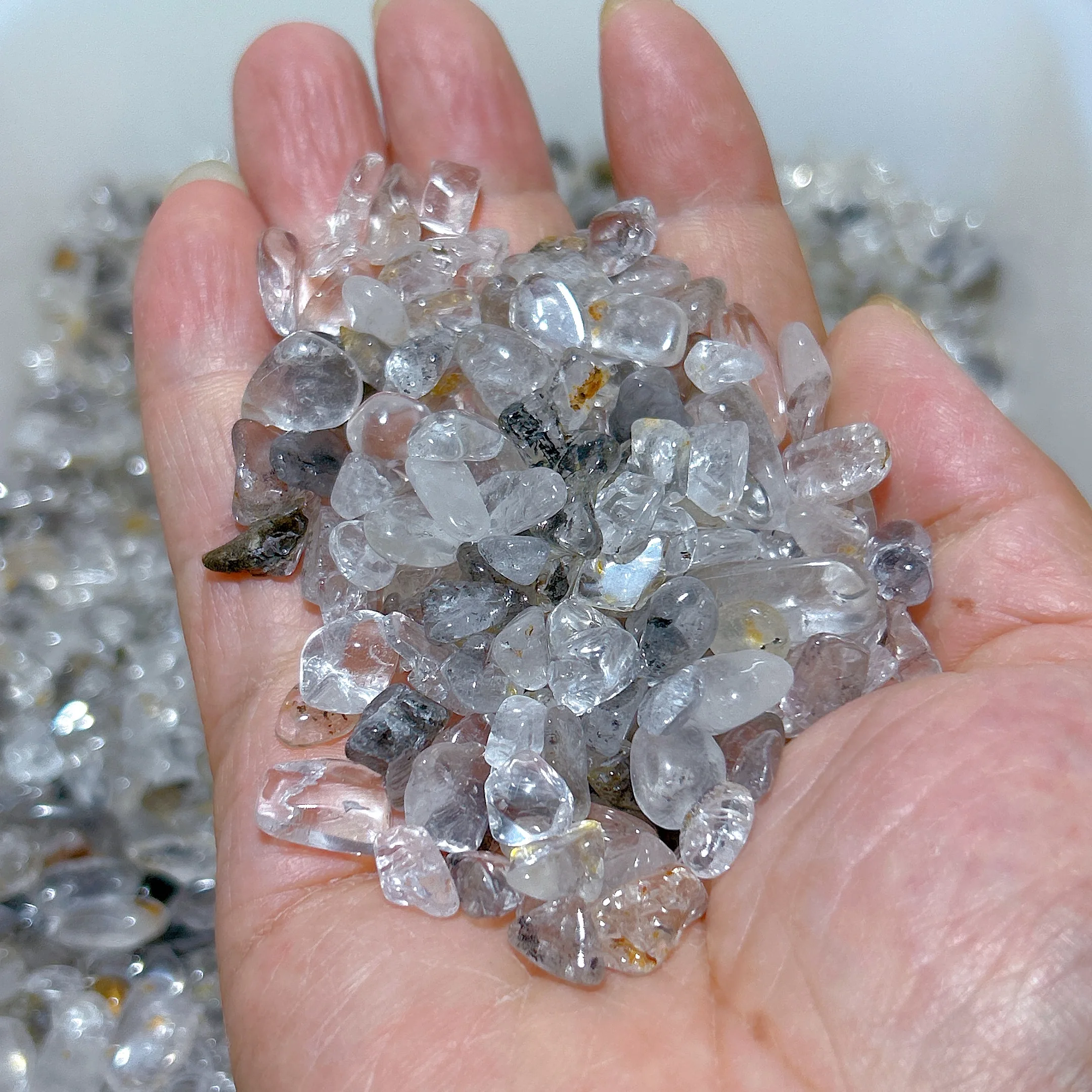 Natural Crystal Herkimer Diamond Chips Freeform Healing Energy Polished Gemstone Reiki Energy Ore Home Decoration Gift