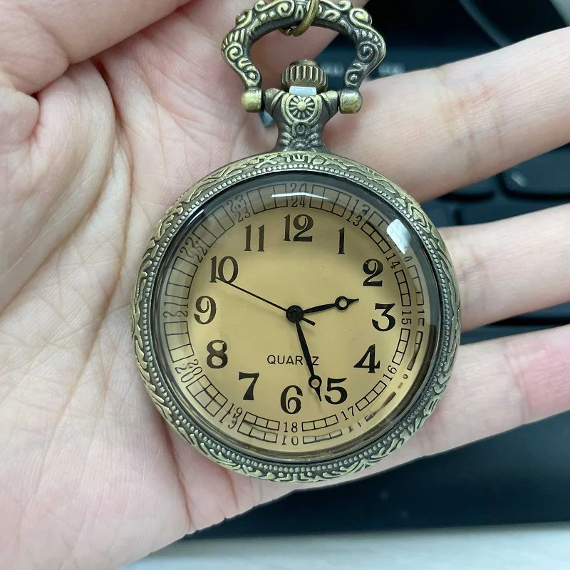 Reloj de bolsillo para personas mayores con esfera grande marrón Retro, reloj electrónico con tapa para estudiantes, práctico reloj de pared para examen