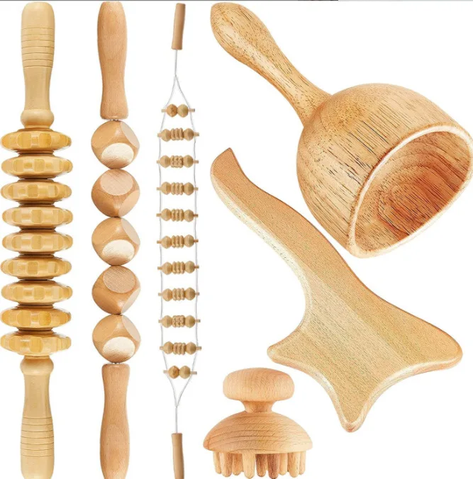 

Smart Library Factory Wholesale Anti Cellulite Lymphatic Drainage Curved Wooden Massage Tools Cup Roller Set Wood Back Roller Ro