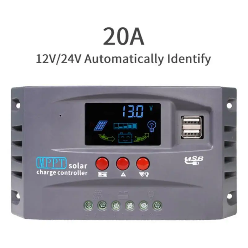 10A 20A 30A MPPT Solar Charge Controller 12V 24V Regulator  With LCD Display Dual USB Charging