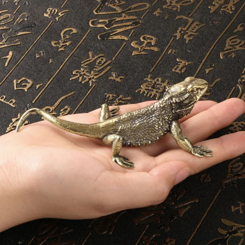 

Retro Solid Brass Lizard Figurines Animal Statue Copper Ornaments Desktop Decoration Crafts Sculpture Home Decor Creative Gift