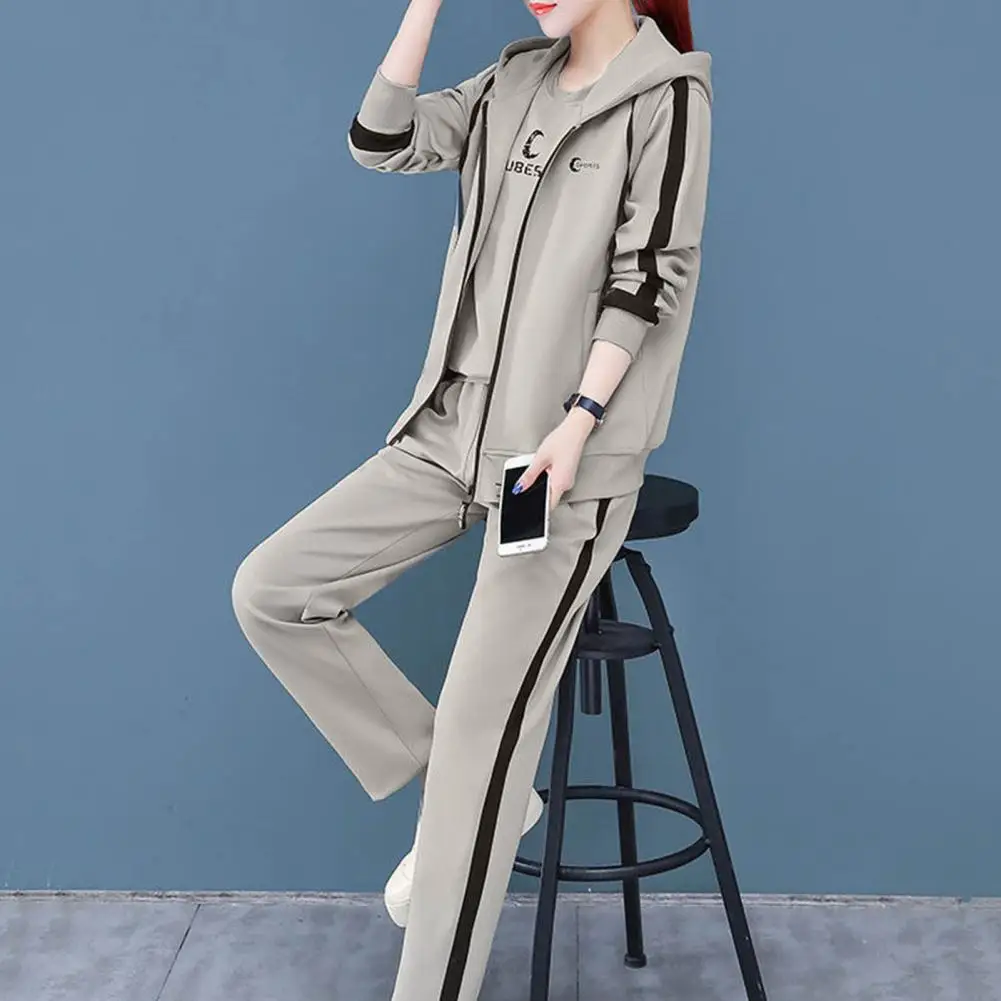 Letter Print Sweatshirt Pants Set Autumn Tracksuit Top Vest Pants 3 Pieces Set Sweatpants Set Korean Winter Women Hoodies Suit