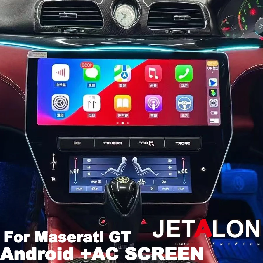 22inch QLED Screen Android For Maserati GT 2007-2015 Car Radio Multimedia Video Player Auto Air Conditioning Panel Carplay WIFI
