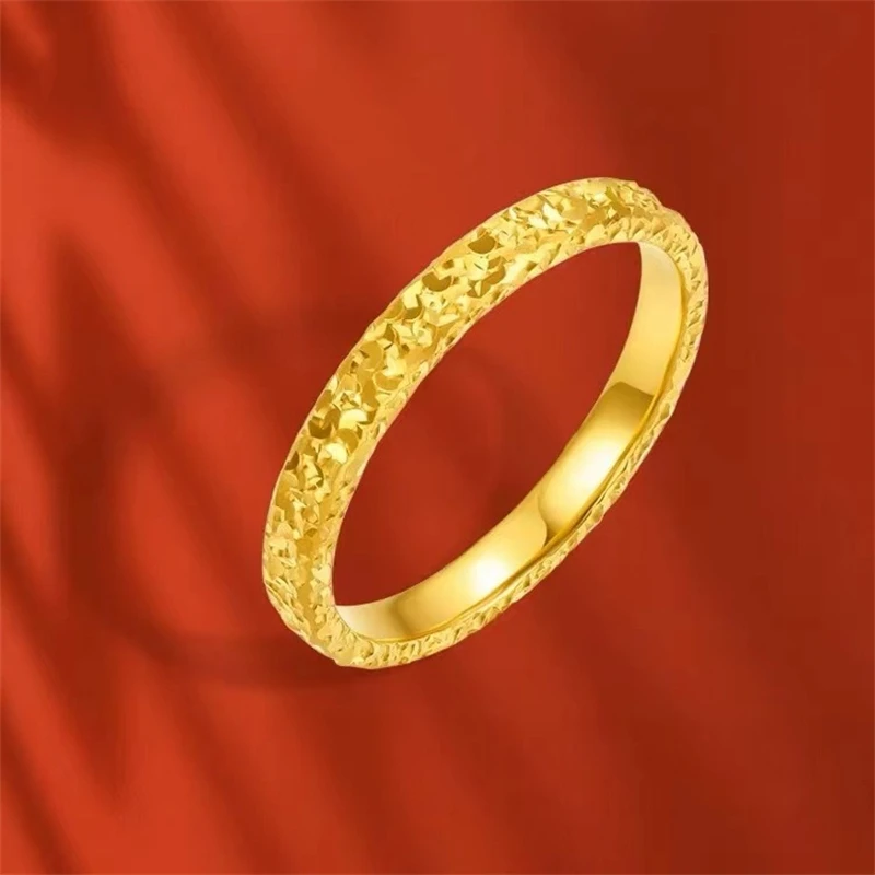 Anillos De Compromiso chapados en oro de 18k para parejas, joyería brillante AU750, oro amarillo, no desmontable