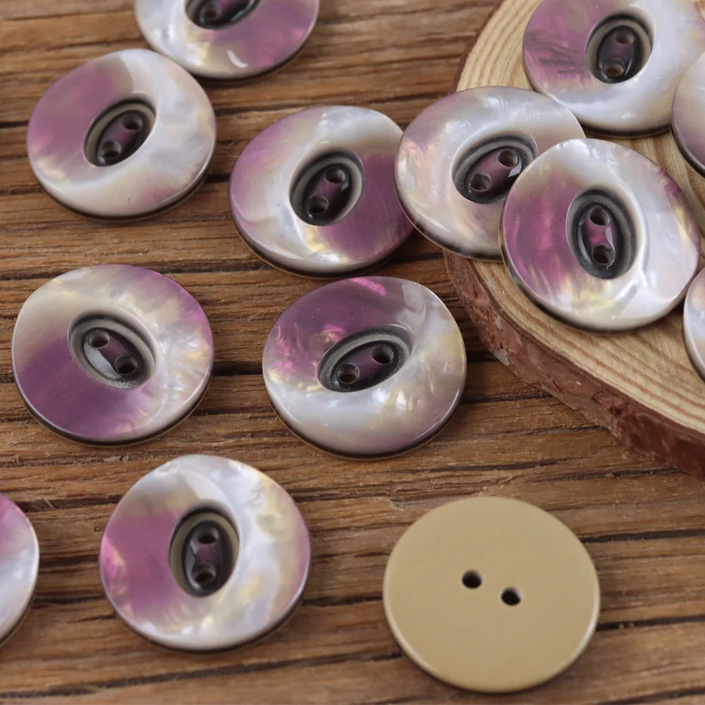20Pcs  25mm Pearlescent gradient purple two eyed high-end resin button women's fashionable windbreaker sweater coat buttons N850