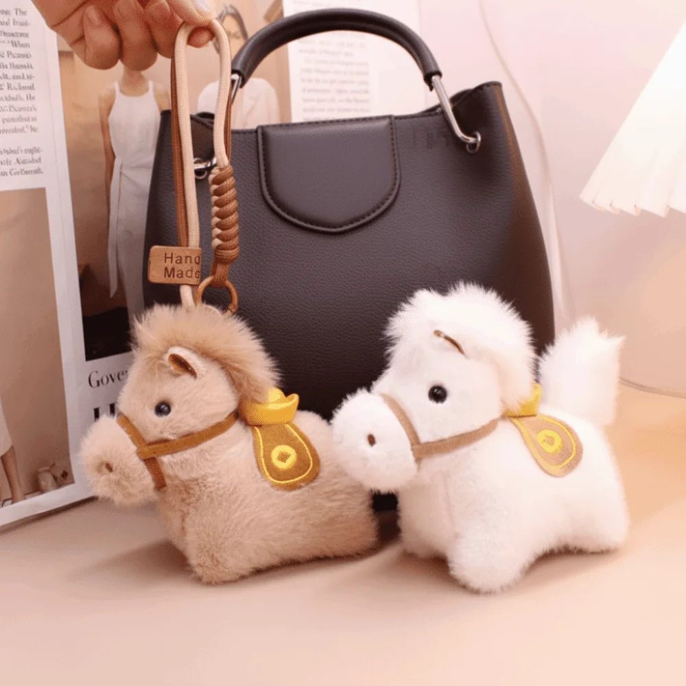 

Funny Creative Horse Key Chain Cute Soft Chinese New Year Gift Mascot Fluffy Zodiac Pony Figurine Birthday Gift