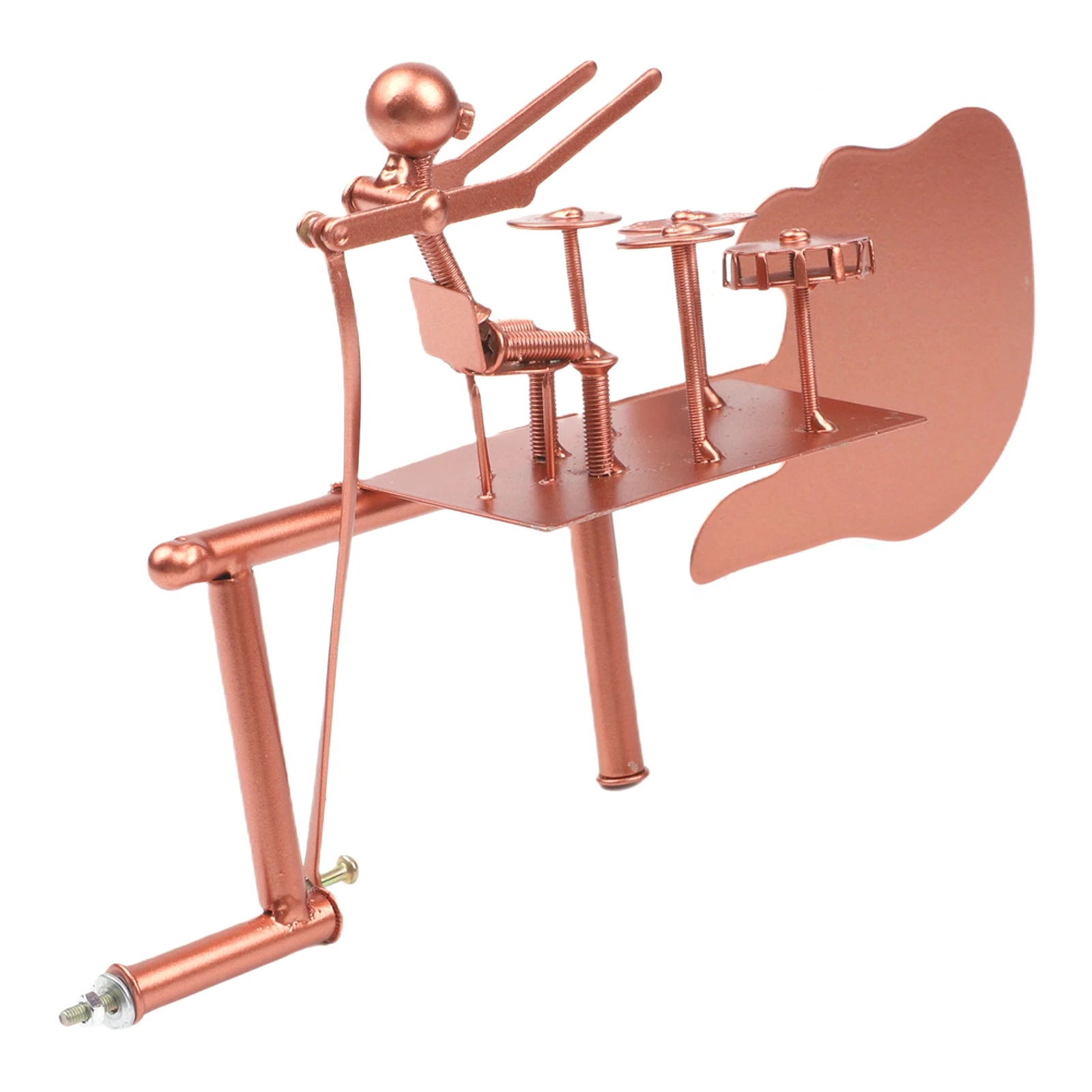 Outdoor Rock Music Wind Spinner with Guitar and Drummer Elements Metal Construction for Garden and Patio Areas