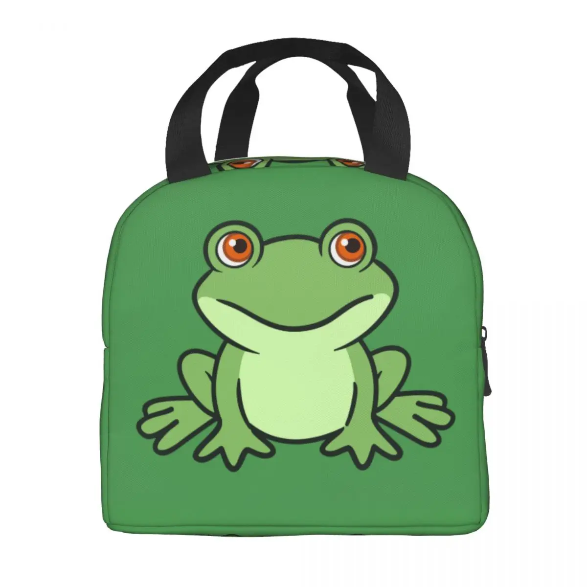 Custom Cute Green Frog Lunch Bag Cooler Thermal Insulated Lunch Boxes for Women Kids School Work Picnic Food Tote Container