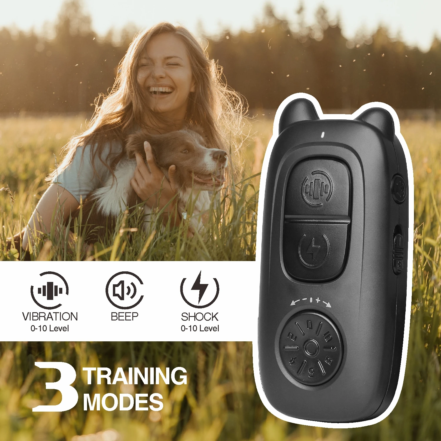 Small Dog Shock Collar Waterproof, 400M Remote Bark Control Dog Collar Electric, Recharge Pet Trainer Shock