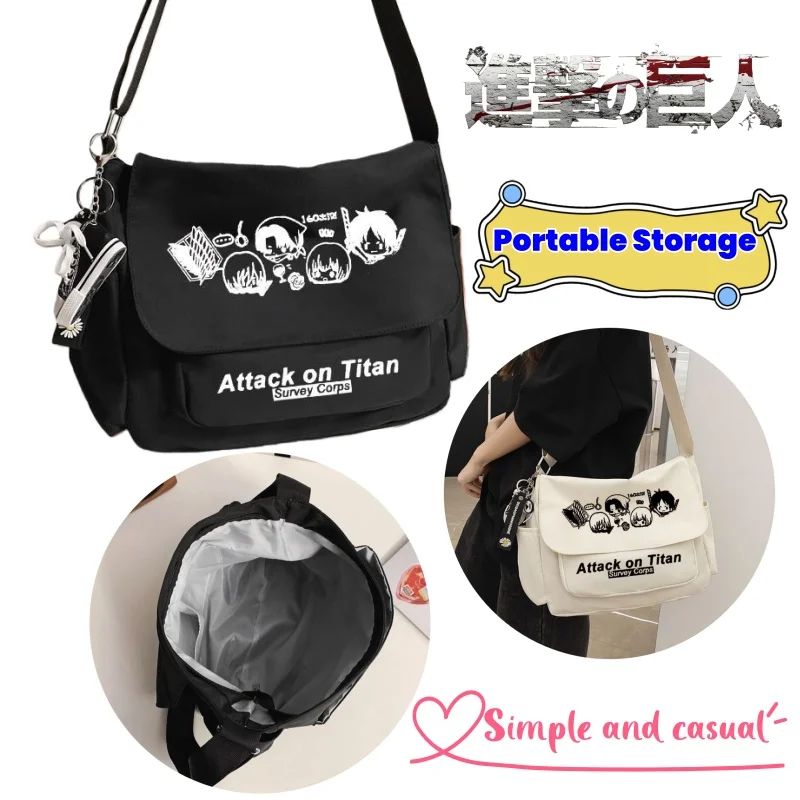 

Новая сумка через плечо Attack on Titan Eren Jaeger: креативная, стильная, для мальчиков и девочек, с аниме-принтом, милая, для студентов, для хранения вещей