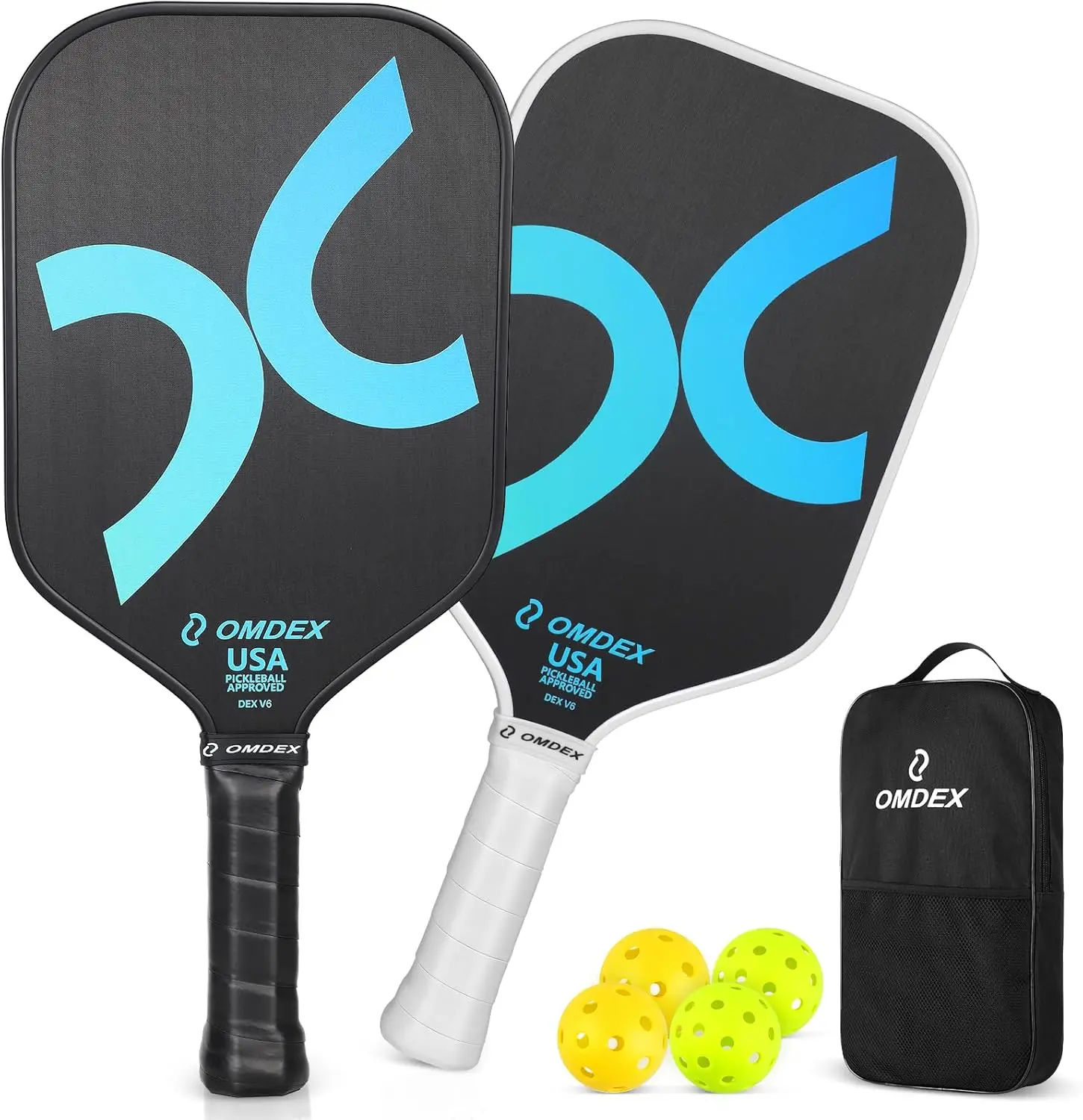 Paddle, T700 Raw Carbon Fiber Pickleball Paddle Set 16MM, Elongated Non-Slip Pickle Ball Paddle USAPA Approved, Power, Hybrid &