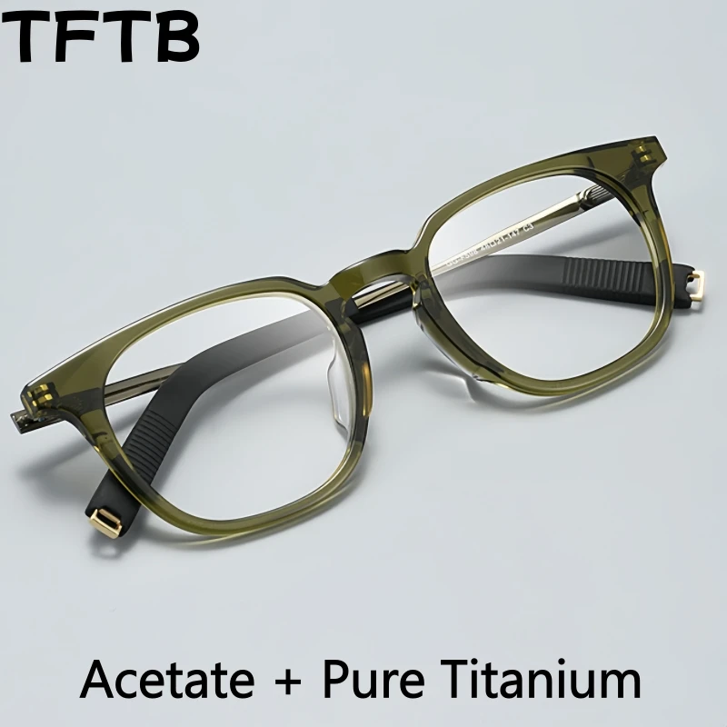 

TFTB Men's and Women's Retro Oval Glasses Luxury Pure Titanium Acetate Fashion Trend Optical Prescription Eyeglasses Frame GG598