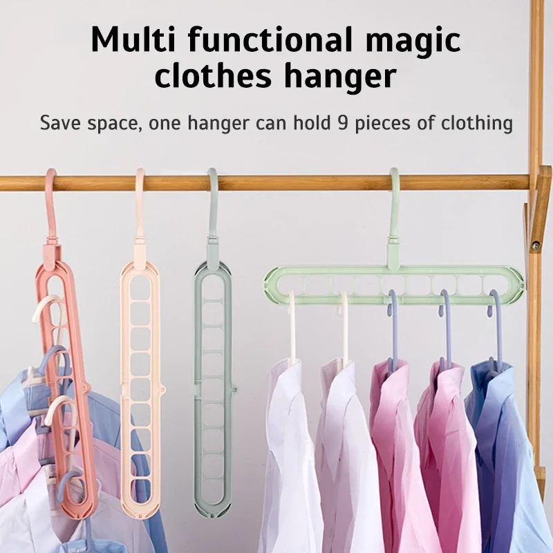 

2/5pcs 9-hole Wardrobe Storage Rack Multifunctional Foldable Clothes Drying Rack Storage Clothes Rack Space-saving Storage Racks