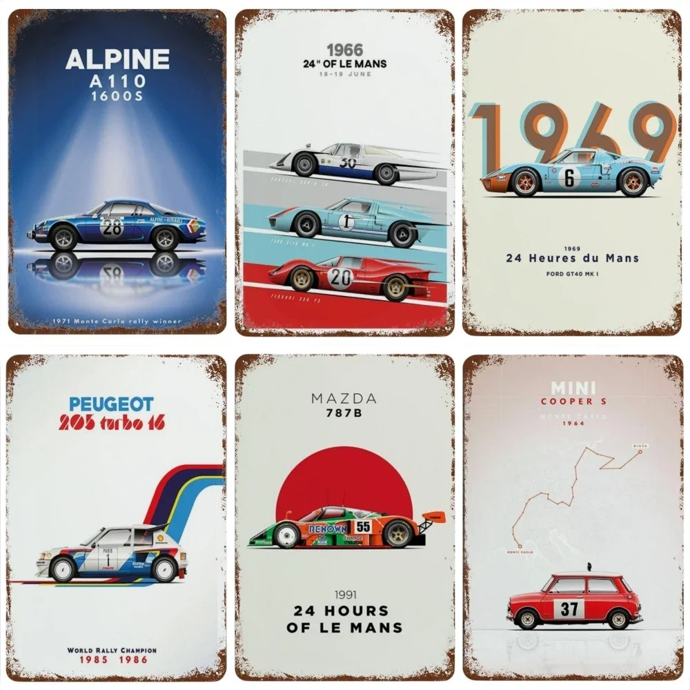 Europe F1 Racing Poster Compettion Track Decor Tin Sign Car Shop Garage Wall Plate Signs Vintage Iron Board Painting Decoration