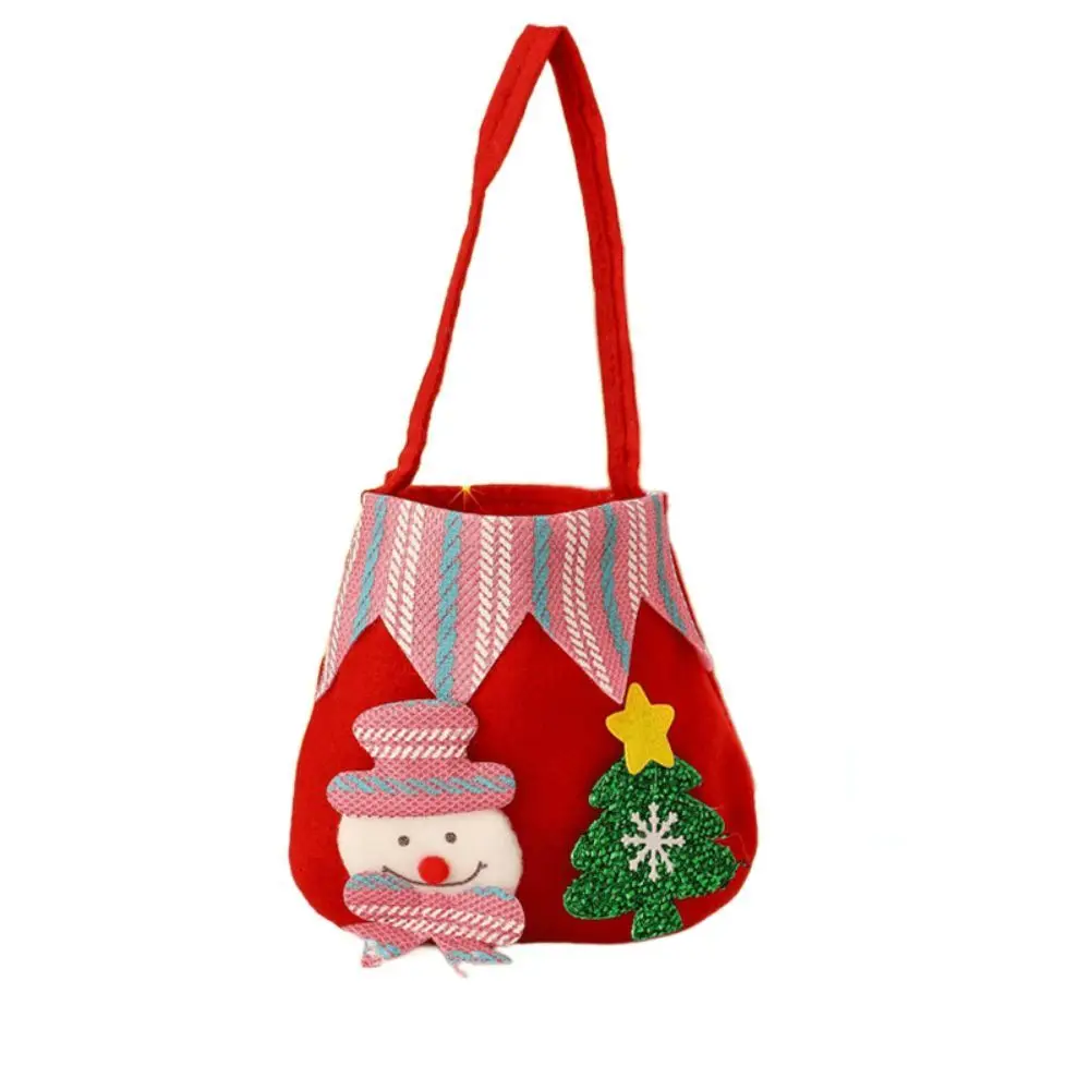 Bolsa de dulces con estampado de Papá Noel para niños, decoración de fiesta, bolsa de regalos de Navidad, saco de frutas de la paz