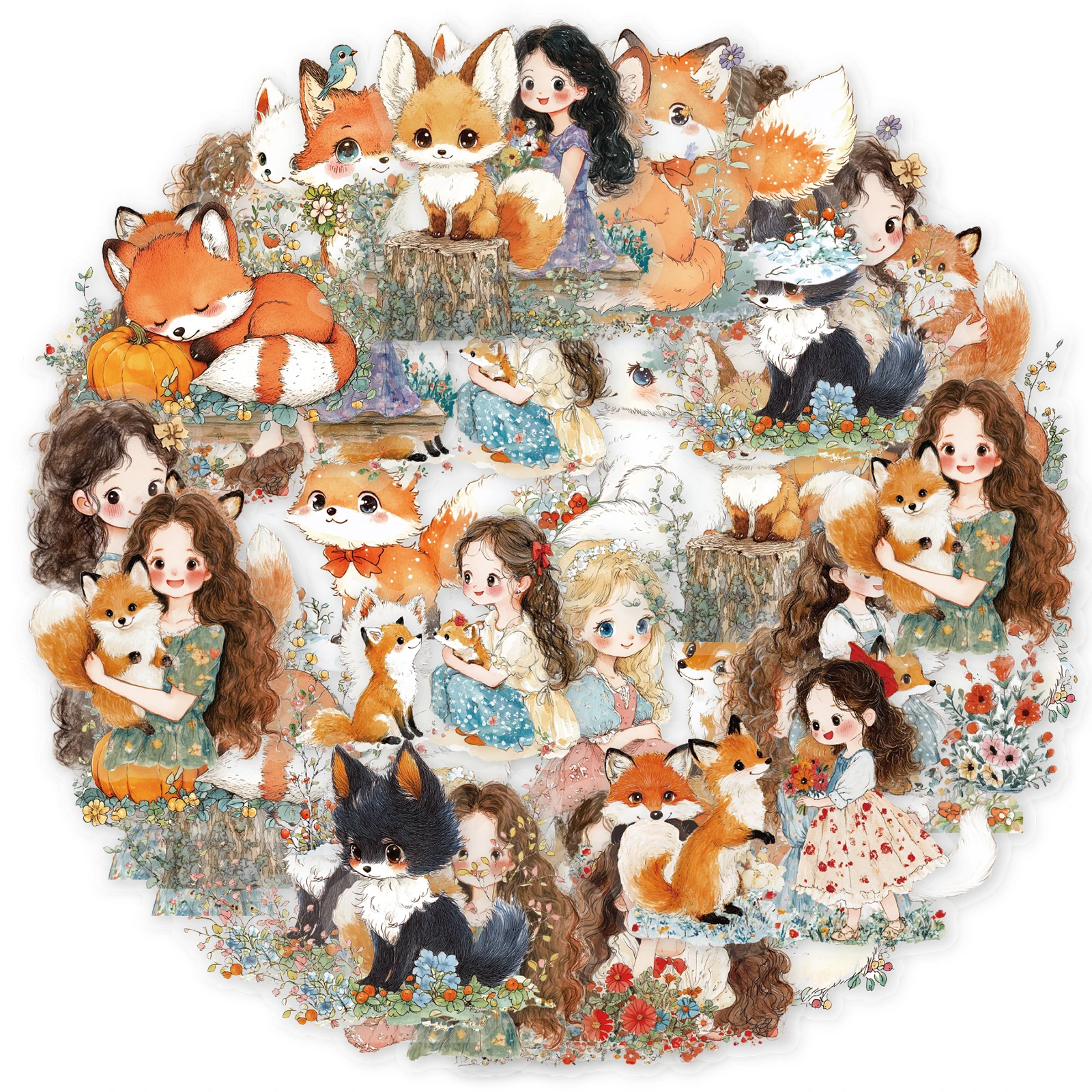 20 ชิ้นสุนัขจิ้งจอกน่ารัก&สติกเกอร์สาวสำหรับแล็ปท็อป,เคสโทรศัพท์,กระเป๋าเดินทาง,สมุดภาพ,ตกแต่งห้อง,อุปกรณ์ DIY น่ารัก