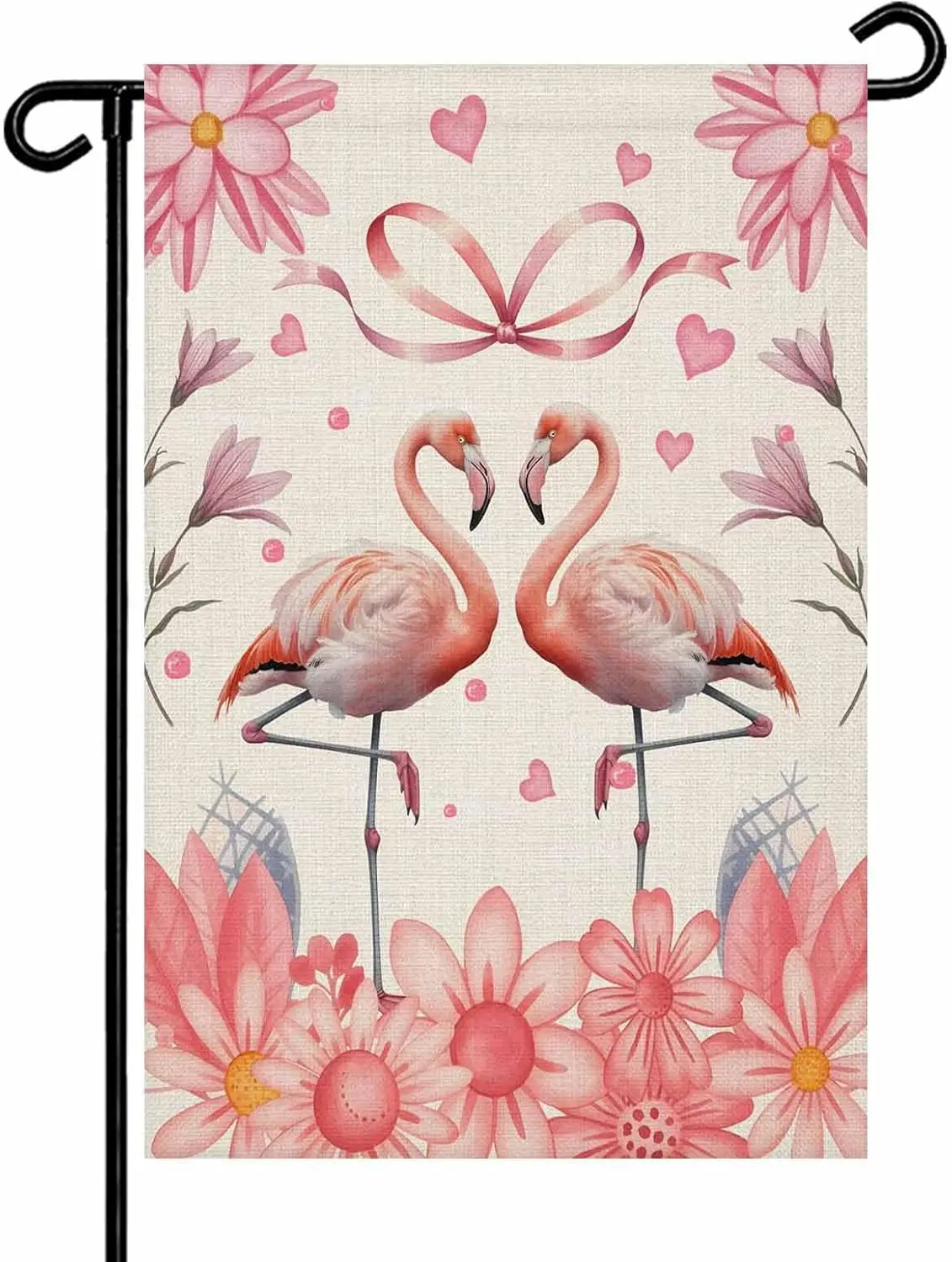 Happy Valentine's Day Garden Flags 12x18 Double Sided Outside Decoration Romantic Pink Flamingo Floral Burlap Decorative LLO uui