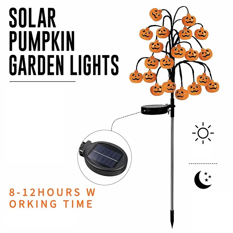 Halloween Maple Leaf Pumpkin Solar Light Led Branch Groundlight Stump Waterproof Outdoor Stump Lantern Courtyard Garden Lamp