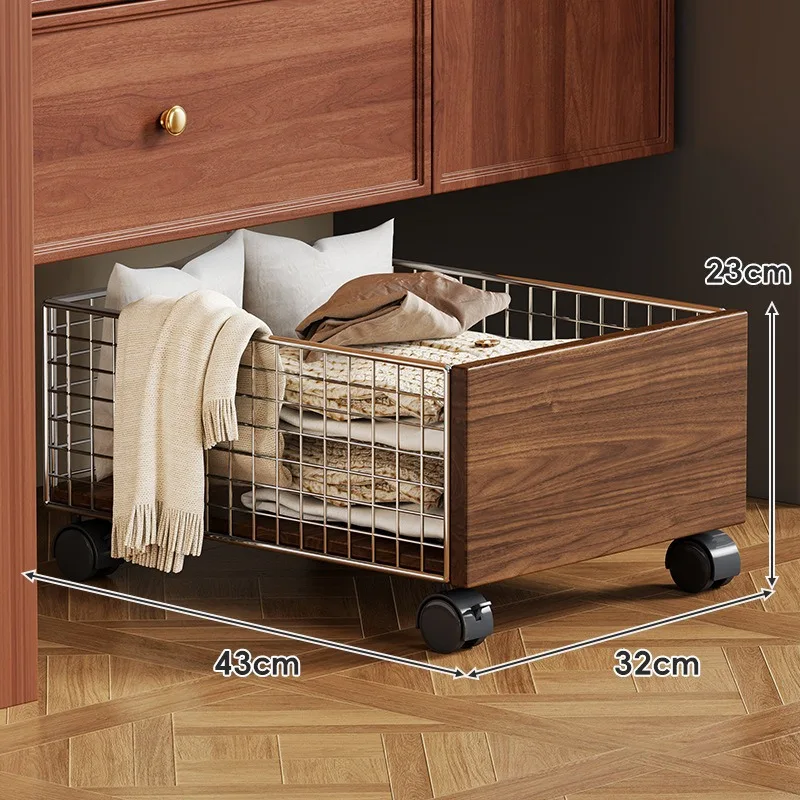 For Dirty clothes basket under bathroom cabinet Dirty clothes storage basket Wheeled bathroom cart Laundry basket 6