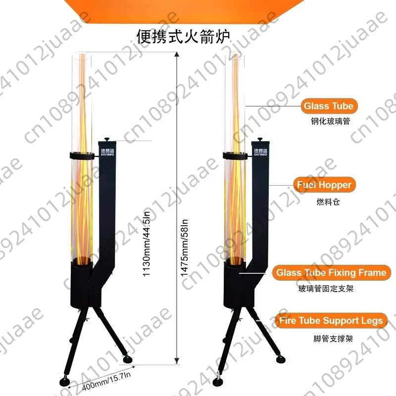 Vertical Wood-Burning Rocket Stove Rocket Barrel Patio Heater Outdoor Camping Winter Pellet Stove Heating Stove