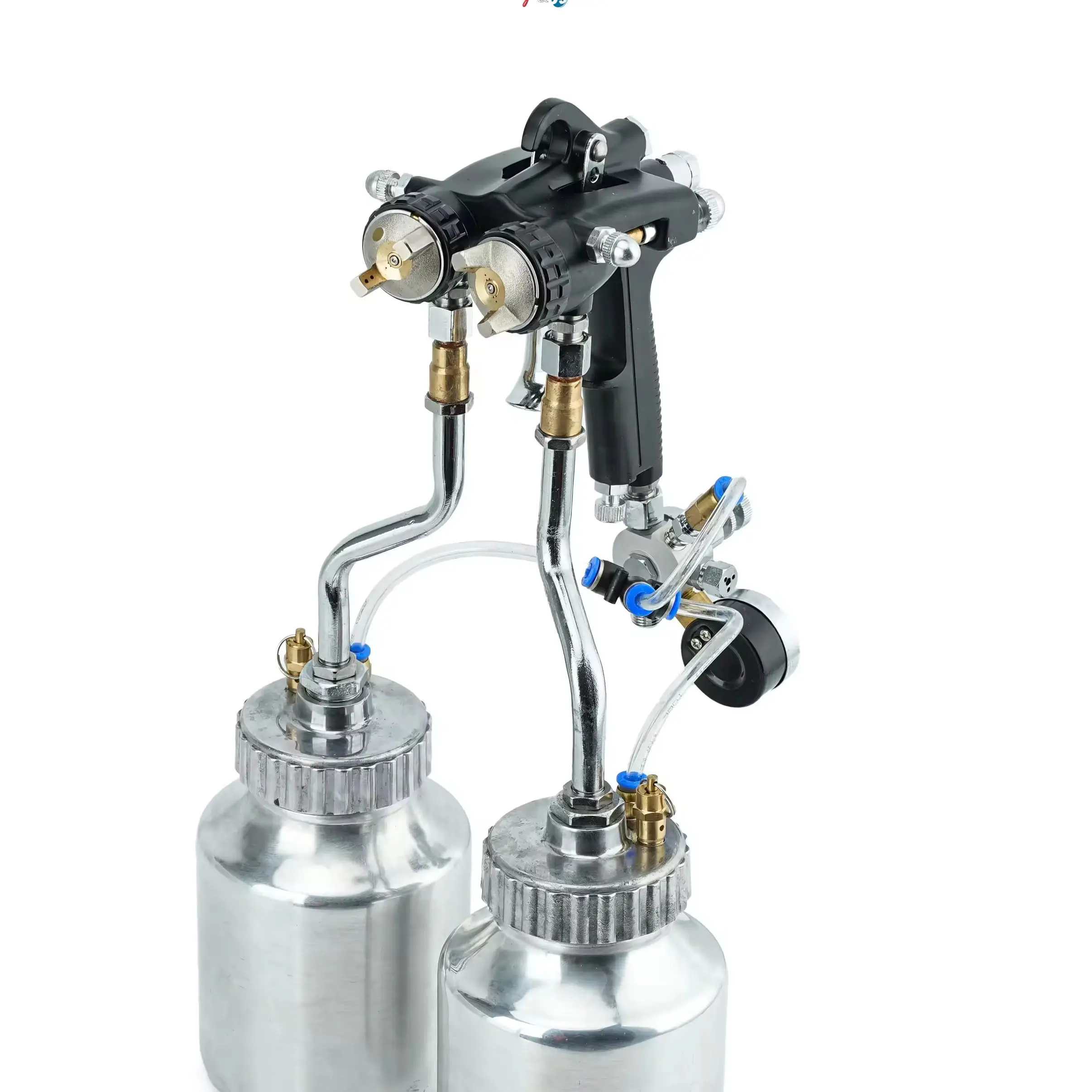 Premium 1.3mm Caliber Double-head Spray Gun, Two-component Paint Sprayer with 2 Lower Pots, Internal Pressurized Design