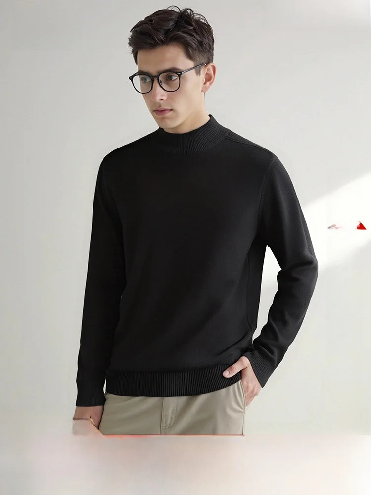

Snow Flng 2026 Spring Men's Thiened Warm Soft Camere f High Collar Sweater Comfortable Casual Knitted Top Polyester ...