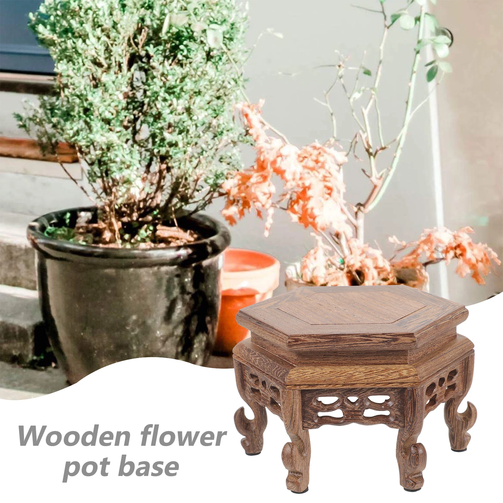 

Wooden Pedestal Flower Pot Base Crafts Plants Wood Display Stand Wooden Flower Pot Planter Vase Pedestal Riser Stands