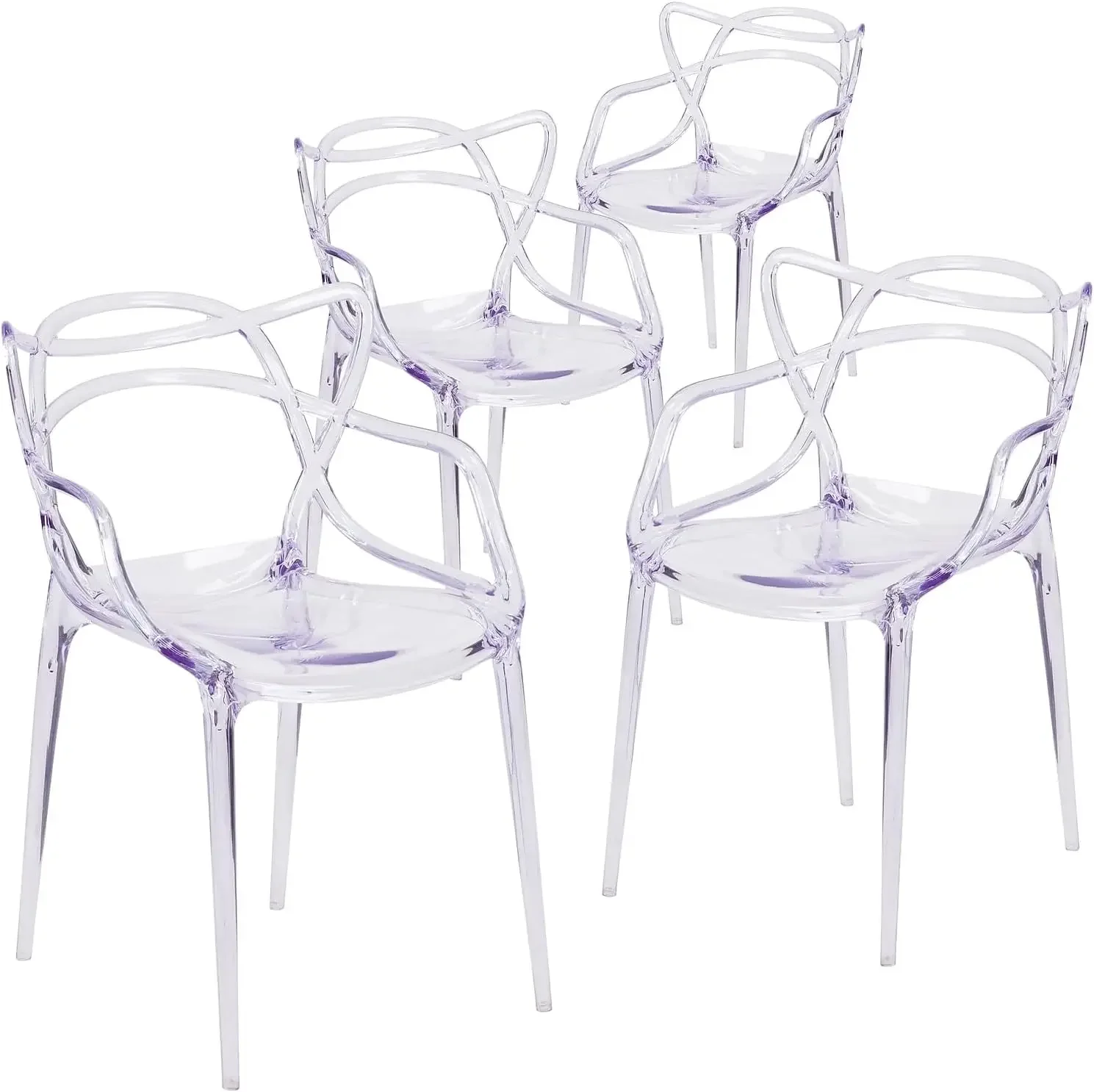 Josh 4 Pack Nesting Series Transparent Stacking Side Chair