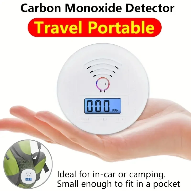 Portable Carbon Monoxide Detectors Battery Powered Easy Operation Compact Travel Ideal For Car And Camping Use Safety Monitor