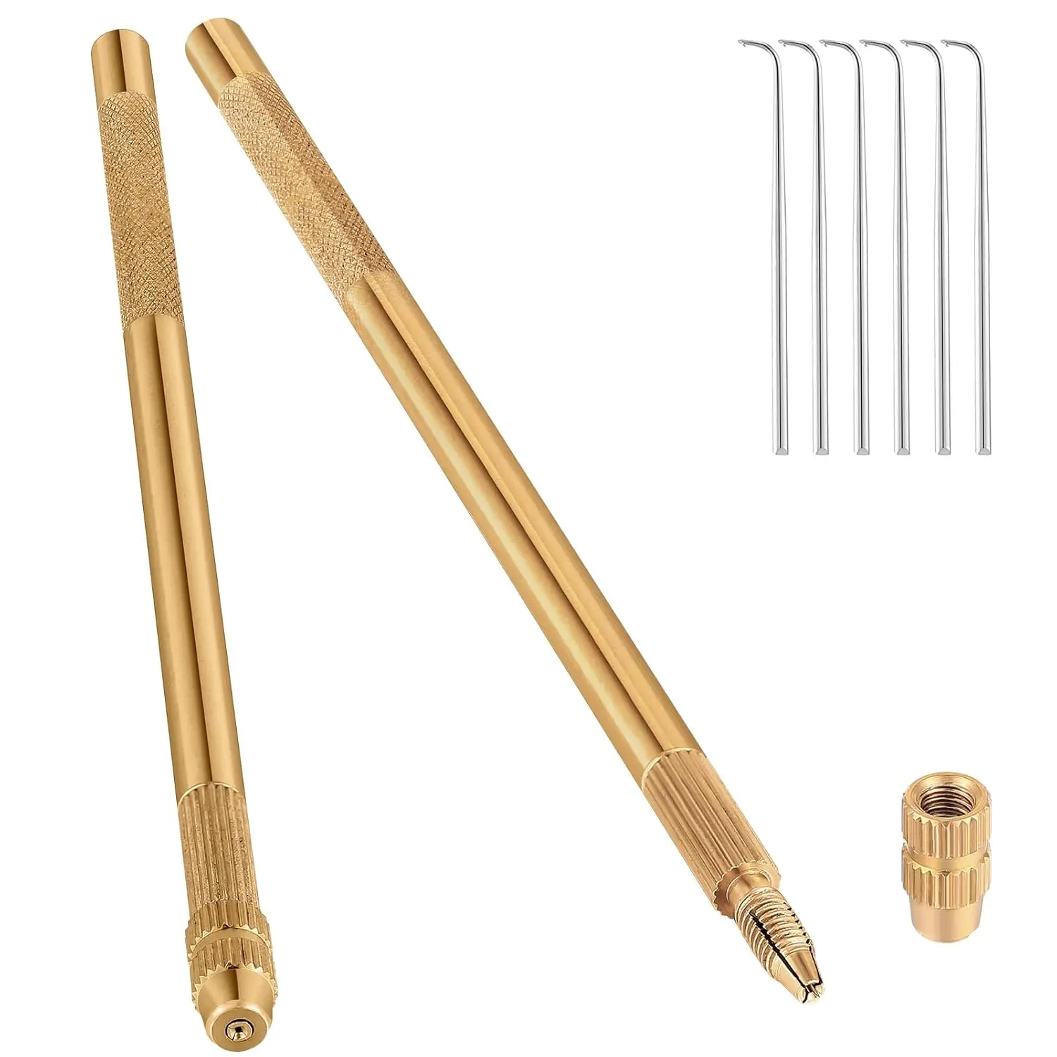 5 PCS Brass Ventilating Holder with Ventilating Needles for Lace Wig Different Size Make and Repair Lace Wig Venting Tool Kit