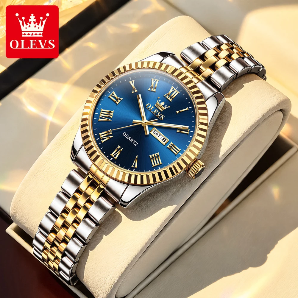 OLEVS 5706 Top Brand Ladies Wristwatch Luminous Roman Dial Calendar Steel Strap Original Quartz Women's Dress Wristwatch