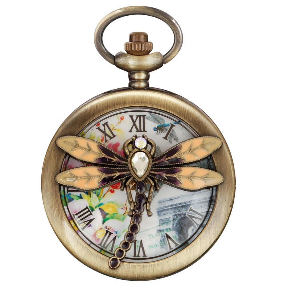 جديد ريترو برونزية الحشرات القديمة الرعب تحلق الحشرات ساعة جيب كوارتز الرجال والنساء قلادة ساعة Steampunk موضة هدية #1