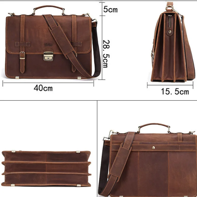 New Fashionable Leather Briefcases Man‘s Bags Leather Briefcase Business Computer Handbag Large Capacity Computer Commuting Bag