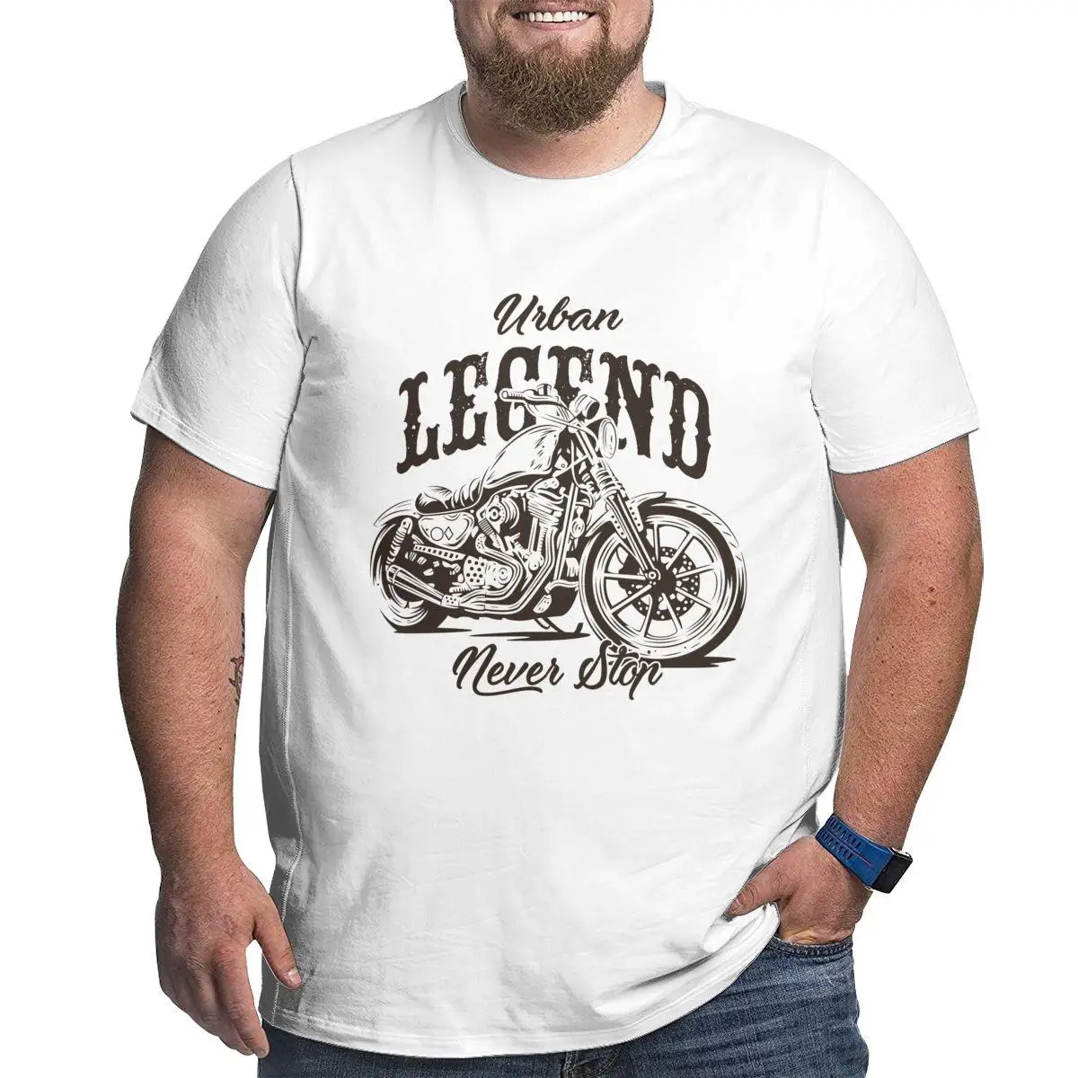 Men\'s T-Shirt Legend Motorcycle Funny Cotton Big Tall Tee Shirt Short Sleeve T Shirt Crewneck Tops Plus Size 4XL 5XL 6XL