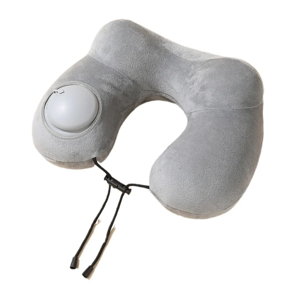 Portable U-Shaped Inflatable Travel Pillow Air Cushion Neck Support Comfortable Sleeping Press to Inflate for Travelers