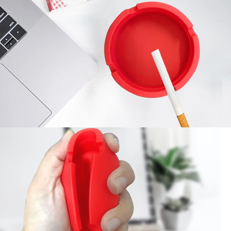 Soft Silicone Ash Tray Holder for Camping Portable Round Anti-scalding Tobacco Ashtray Gift for Smoking Accessories