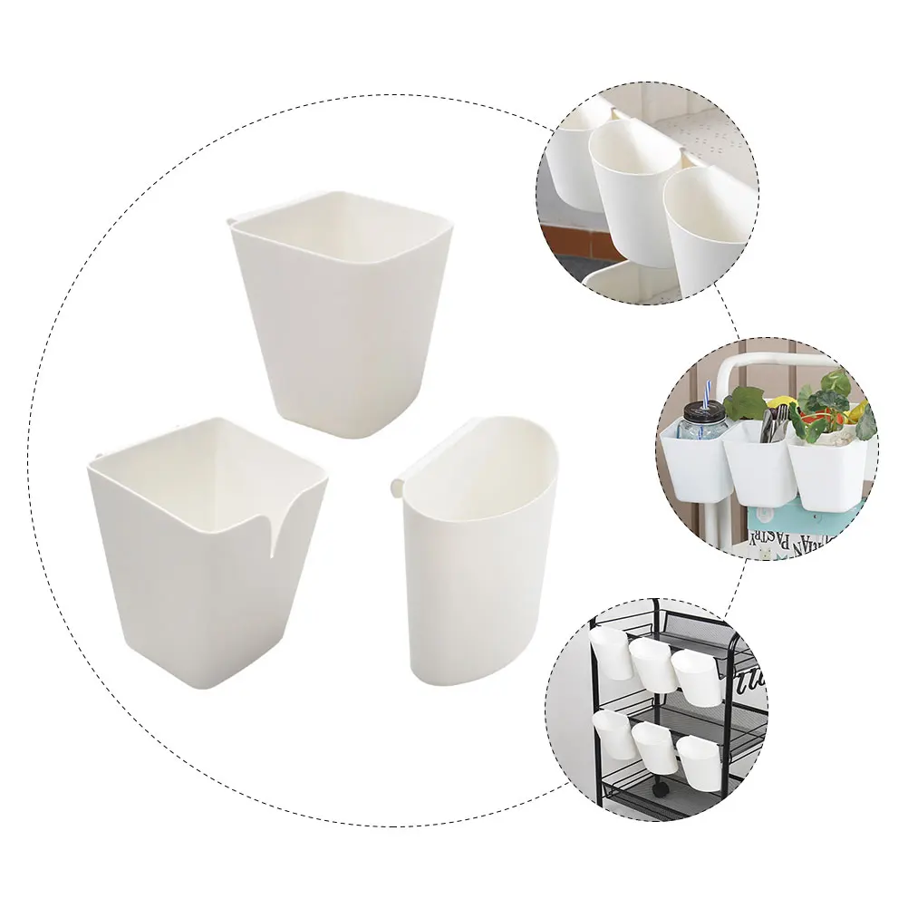 

3pcs Storage Baskets Plastic Organizer For Home Kitchen Space-Saving Bucket Household Hanging Basket Multi-Purpose
